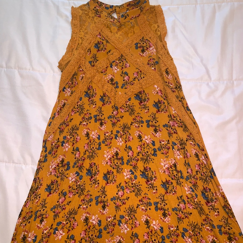 Beautees mustard color dress with flower prints